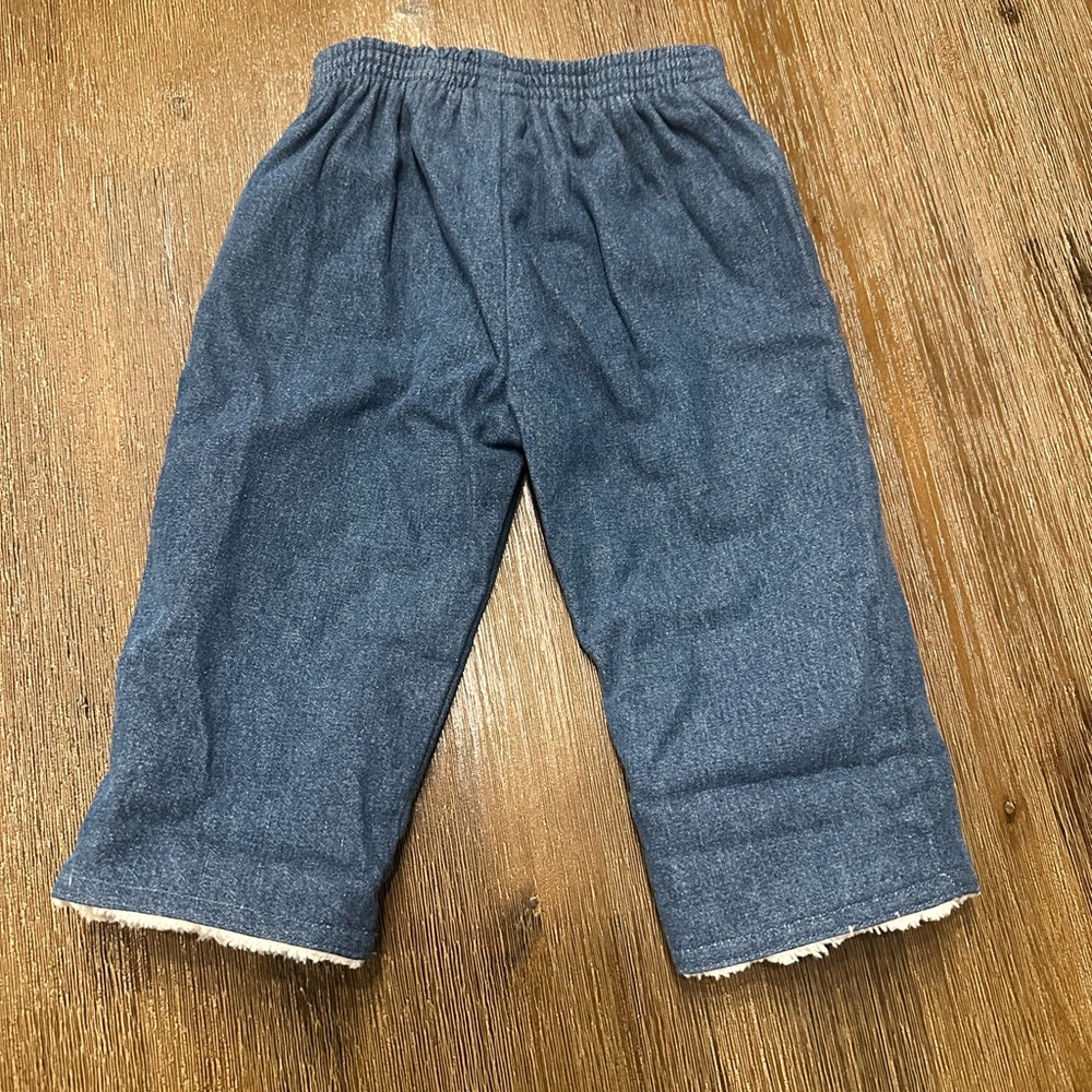 3/27$ Baby Fleece Lined Denim Jeans with Embroidery size 3 months - Picture 6 of 6